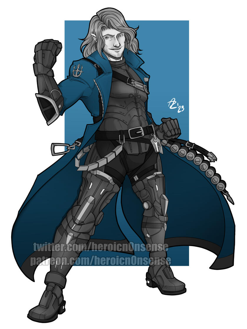 Art of Greyson in his Magitek Suit. Artist listed in Image!